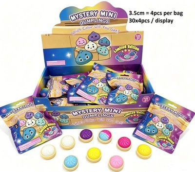 4er Pack Dumplings 3,5 cm im Surprise Bag Beutel Squishy Squeeze Dumpling Slime