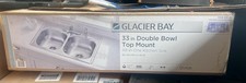 Glacier Bay 33" Double Bowl Top Mount Stainless Steel Kitchen Sink w/ Faucet 38D