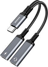 USB C Splitter, ZOOAUX Dual USB C Headphone and Charger Adapter,2-in-1 Type C Au