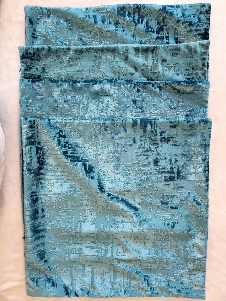 Z Gallerie Throw Pillow Covers, Teal Blue, 20" Square, Abstract Design, Set of 4 - Image 4 of 4