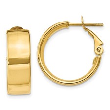 Real 14K Yellow Gold Polished 6.75mm Omega Back Hoop Earrings; Women & Men