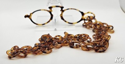 Vintage Tortoiseshell Eyeglass Frames w Chain Lucite Style Frames Only