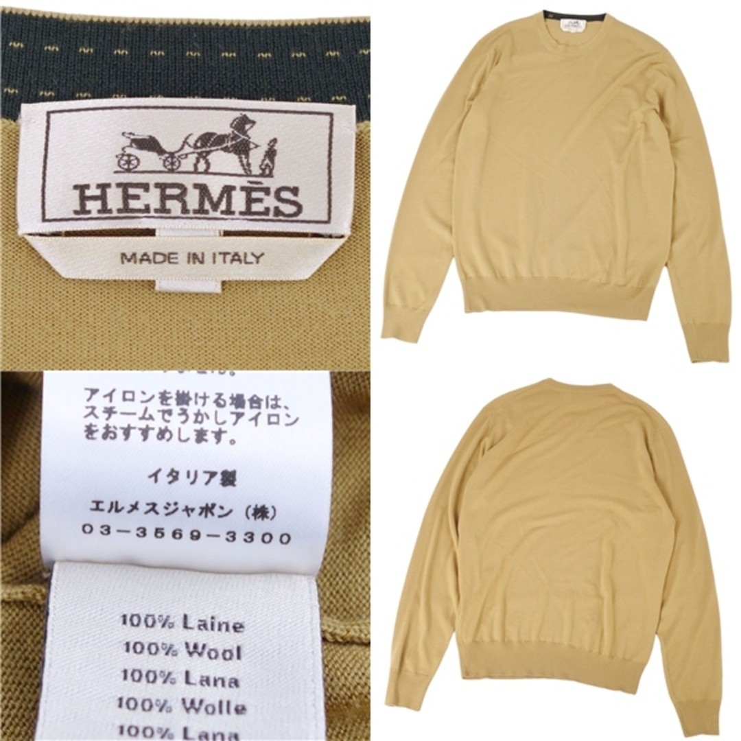 Hermes Knit 22AW Sweater Pullover Wool Tops Mens S Beige Used MOLO-0 thumbnail 5