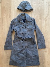Regenmantel Set mit Hut Blau Kariert Gr. 34 Damen Regenbekleidung Outdoor Regen
