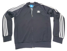Adidas Mens Track Jacket Small Black White Zip Trefoil Firebird Originals