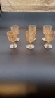 Rare Vintage Jeanette Iris & Herringbone Marigold 3 inch Cordial Glasses (6)E118