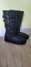 UGG MEN'S GENUINE SLIP ON TALL AUSTRALIAN BLACK LEATHER  BIKER STYLE BOOTS  UK 9