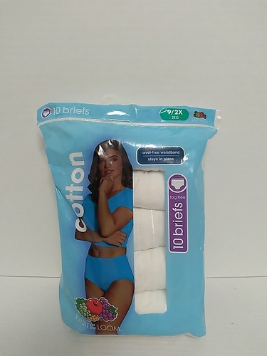 Fruit Of the Loom Ladies Cotton Briefs 10 Pack White Size 9/2X Soft Underware