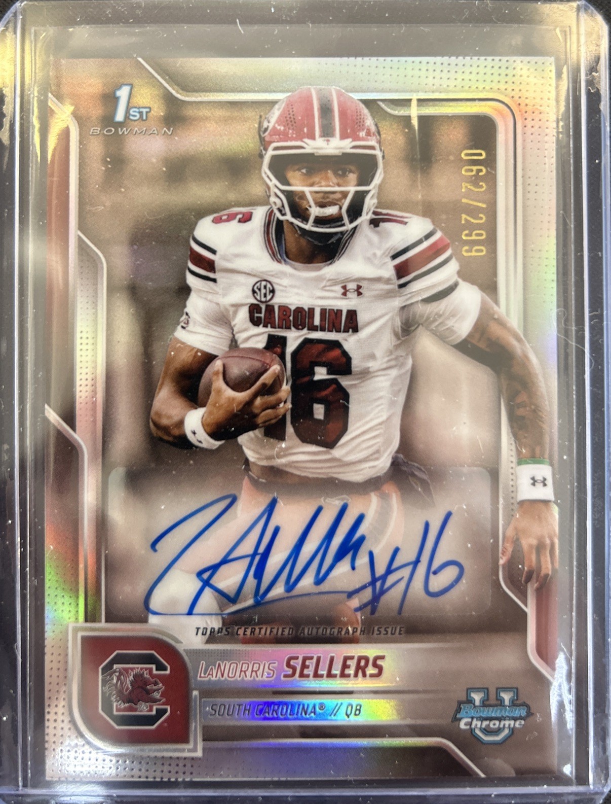 LaNorris Sellers 2025 Bowman University Chrome 1st Refractor Auto /299 #BCA-LNS