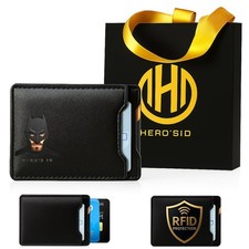 Leather Bat Wallet - Personalized wallet Man Woman, Superhero Mask - Black