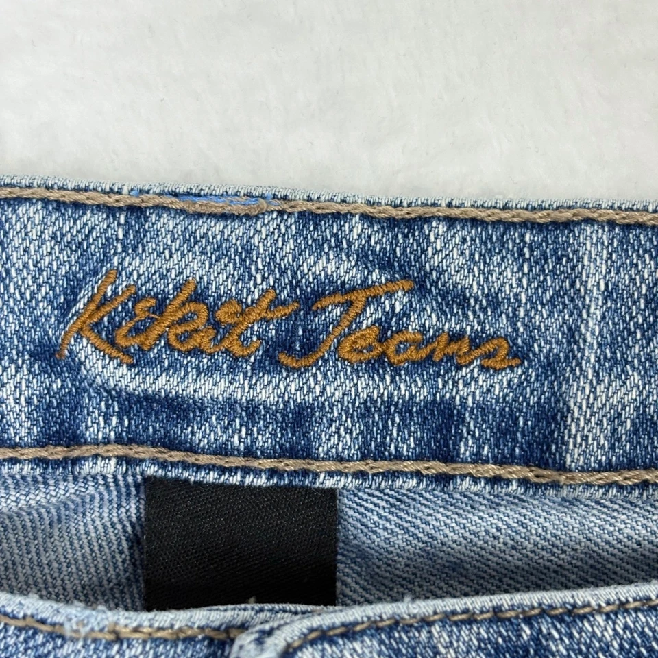 Kikit Jeans Size 10 Denim Capri Rainbow Pocket Cuff Cropped Jeans Embroidered - Image 3 of 4