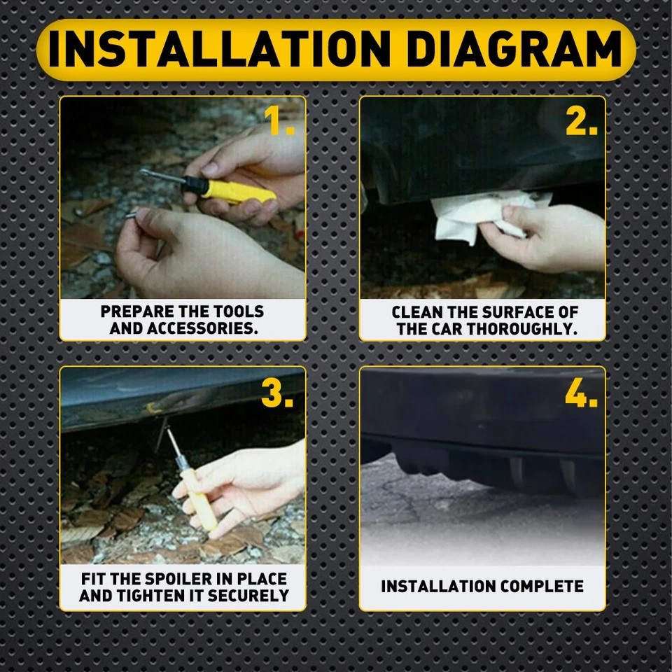 Universal Glossy Black Rear Bumper Lip Diffuser Shark Fin Car Back Splitter 7 EF Foto 3 de 4