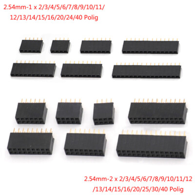 2,54mm Einreihig/Zweireihig Buchsenleiste 2 - 40 Polig Gerade Pin Header Female