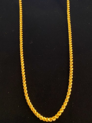Vintage Dubai Handmade Unisex Rope Chain Necklace In 916 Stamped 22K Yellow Gold - Picture 9 of 12