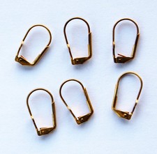 VINTAGE 3 PAIRS LEVER BACK PIERCED EARRING WIRES EAR WIRE AGED RAW BRASS DOT PAD