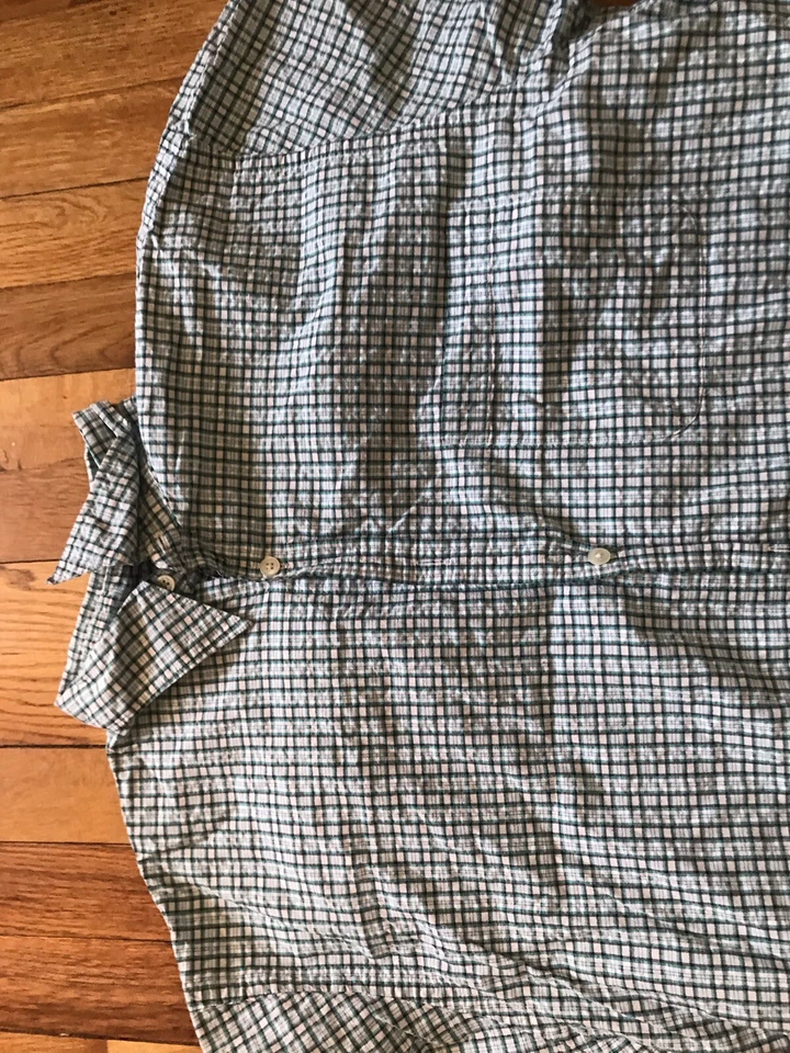 Vintage Structure Short Sleeve Plaid Shirt Size Large Seersucker Pocket Men - Image 4 of 4