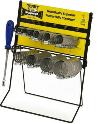 TERRY 'Powergrip' Schlauchclips Spender mit 100 Clips und Schlauchclip Treiber