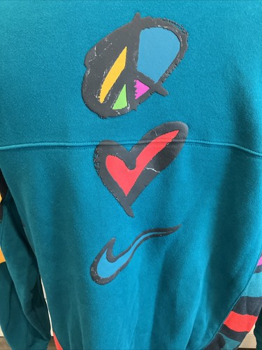 Peace Love Nike Men’s Pullover Sweatshirt Size XL Blue Purple Yellow - Picture 7 of 10