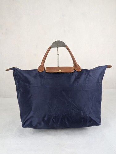 Longchamp Le Pliage Navy Blue Nylon Tote Bag Lightweight Hand Bag Made in France