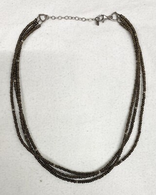 Silpada Sterling Silver Three Strand Bead Necklace 19” Long