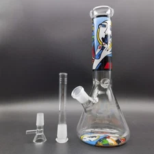 25.5cm Abstract Graffiti Water Pipe Thick Glass Bong Hookah Smoking Hand Pipes