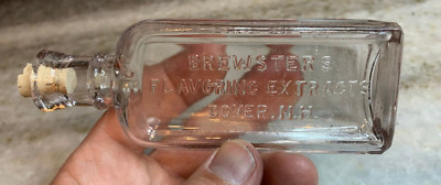 Antique Embossed Bottle Brewster's Flavoring Extracts Dover New Hampshire NH