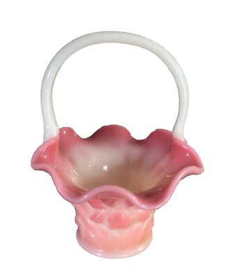 Gibson Glass- 6'' Iris Pattern Rosalene Basket