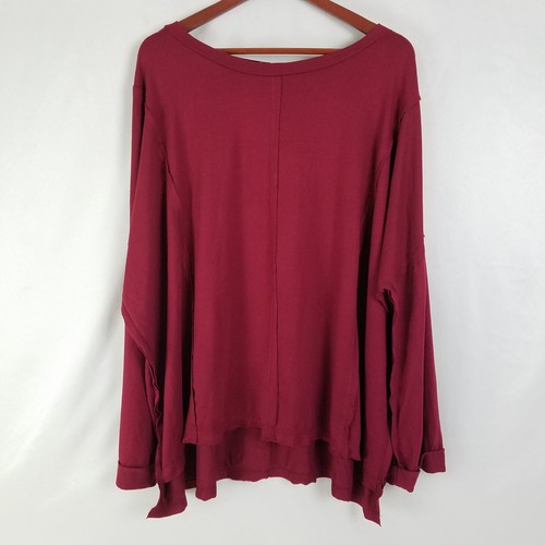 Nellie Mae Shirt Womens XL Red Baggy Oversized Top Long Sleeve Round Neck
