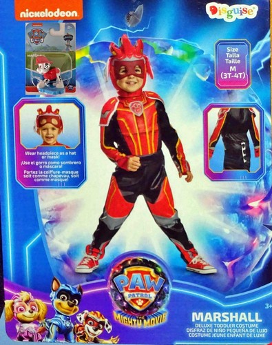 Paw Patrol Marshall Costume-Kids 4-6, 3T-4T-Mighty Movie-headpiece-Figurine-LOT