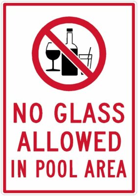 POOLREGELN kein GLAS IM SCHWIMMBAD BEDRUCKTES SCHILD SCHWIMMBAD PLAKETTE A4