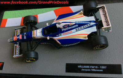 F1 Car Collection Williams FW19 ROTHMANS 1997 water slide DECALS 1