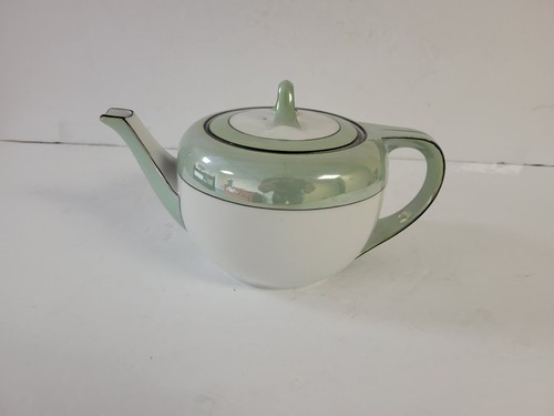 Vintage RS Germany Green & White Lustreware Teapot NM Cond