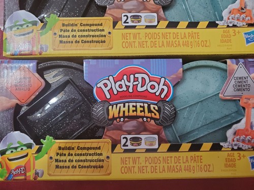 Lot Of 2 Hasbro Play-Doh Wheels Buildin' Compound Pavement Cement Non Toxic 3+ - Picture 2 of 4
