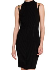 Versace Medusa Ribbed Knit Knee-length  Black Dress IT Size 36