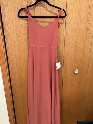 LULUS Size S Meteoric Rise Rusty Rose Maxi Dress**Ruffle  Straps**Stylish**NWOT* | eBay
