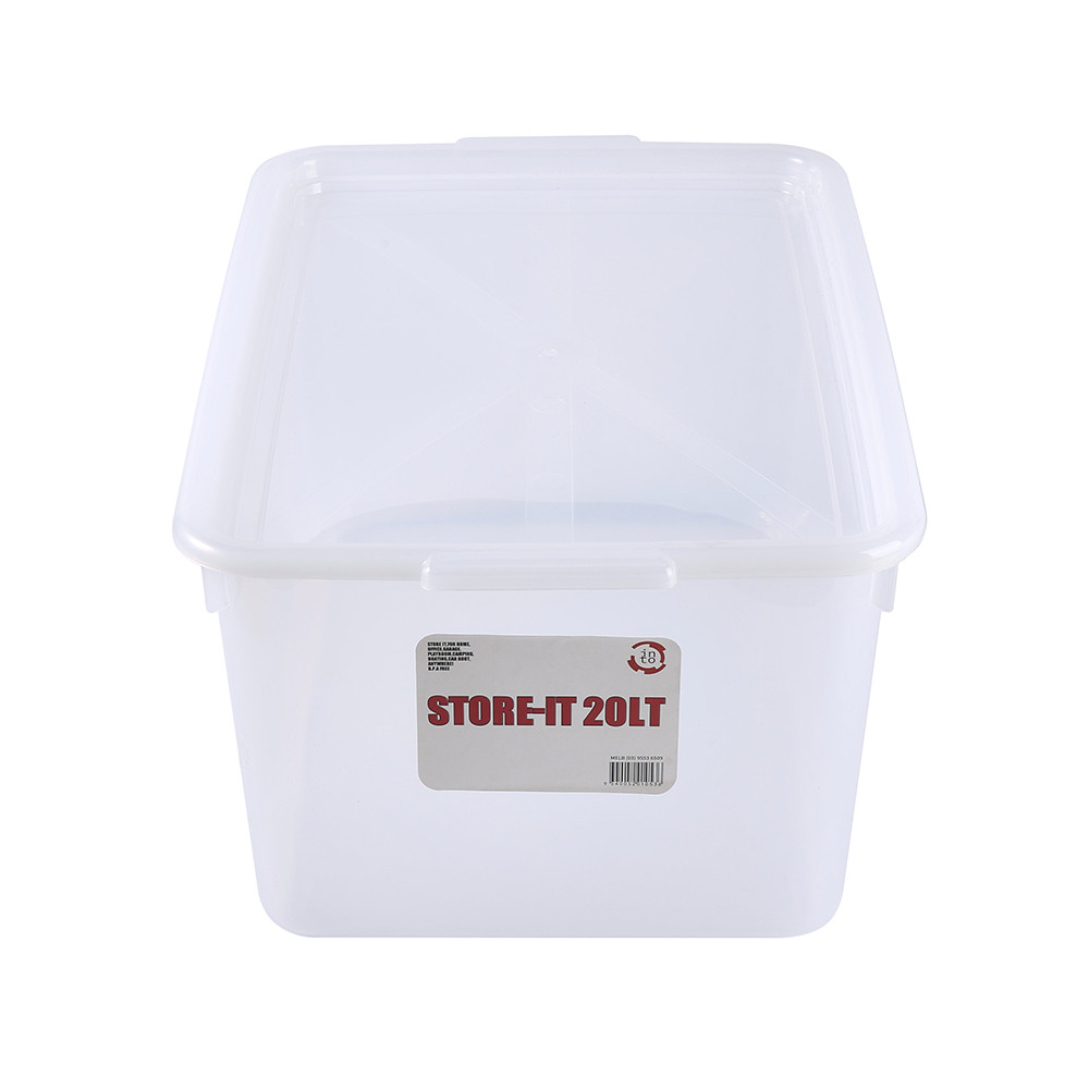 8 x 20L Clear Plastic Storage Box Stackable Container Organizer Kitchen Wardrobe