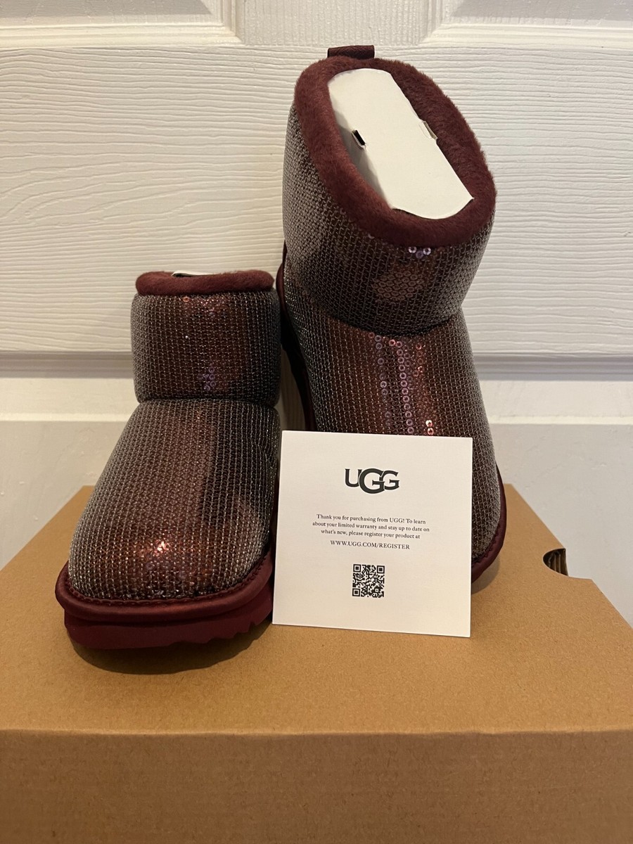 NIB KIDS TODDLER UGG CLASSIC MINI MIRROR BALL SEQUIN BOOTS SIZE 10