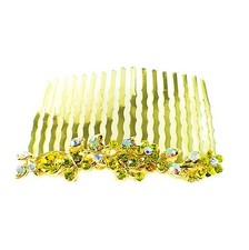 Hair Comb Austrian Rhinestone Crystal Hairpin Bridal Wedding Gold Yellow 1-14