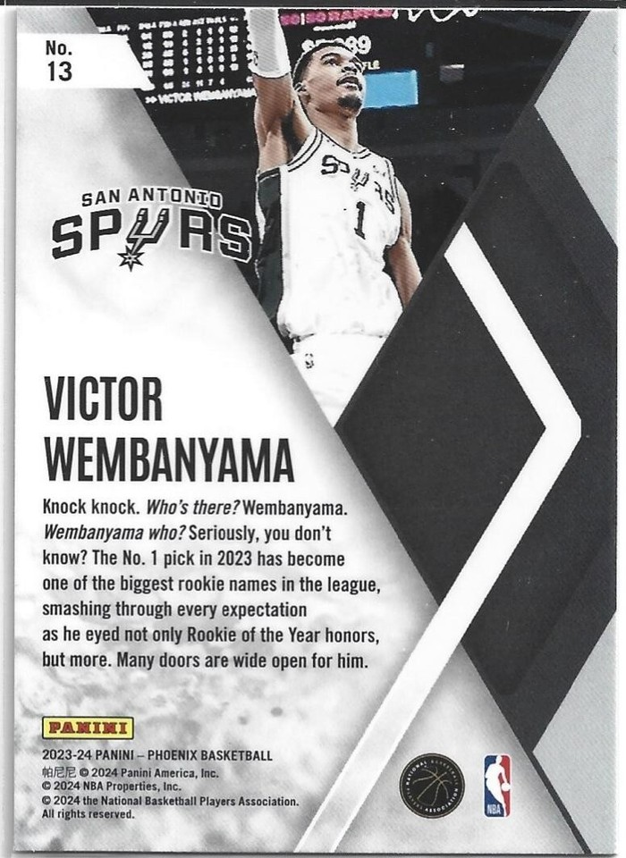 Victor Wembanyama Rookie Panini Instant PSA 8 Spurs Victor Wembanyama Rookie Panini Instant PSA 8 Spurs