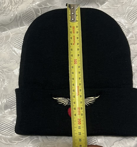 BON JOVI Heart and Dagger logo embroidered black cuff Beanie offical NEW hat cap - Picture 8 of 15