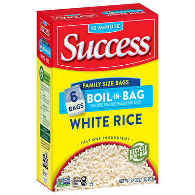 Success Boil-in-Bag Rice, Precooked Long Grain White Rice, Gluten Free, 32 oz, 6