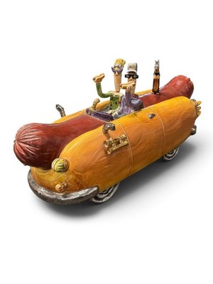 Full Moon Limited Edition 8/85 Hot Dog Car Ceramic Sculpture Signed 19 
