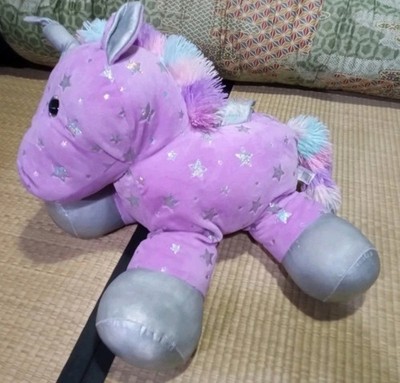 Purple Unicorn Stuffed Animal with Silver Wings Stands 20'' Tall 18'' Long 