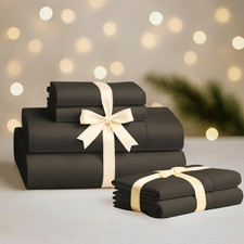 Luxury 100 Egyptian Cotton Queen Sheet Set  Pillowcases, Charcoal Grey