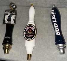 Lot of 3 Vintage Beer Tap Handles – Great Lakes Brewing, Bud Light, Dominion 