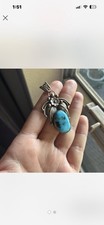 Vintage Navajo turquoise in silver pendant