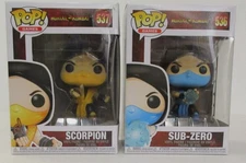 Funko Pop Mortal Kombat Sub-Zero #536 and Scorpion #537 BOX DAMAGE