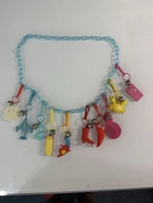 RETRO 1980's Plastic Bell Charm Neckles With 10 Charms