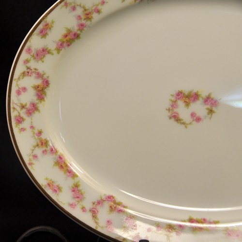 Limoges Elite BawoDotter Serving Platter Pink Yellow Rose Garland Gold 1914-1920 - Picture 5 of 12
