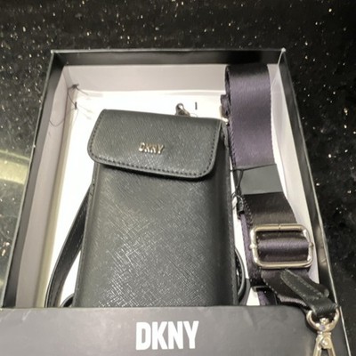 DKNY Black Small Crossbody Bag Detachable Adjustable Strap Logo Buckle Accent
